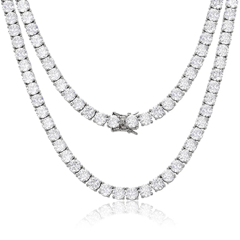 Custom Hip Hop Jewelry Iced Out 3mm 925 Sterling Silver 4 Prong Set 5A Zircon Diamond Cluster Tennis Chain Necklace