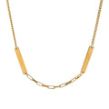Fashionable Pvd Plated 18K Stainless Steel Simple Bar Link Chain Clavicle Choker Necklace for Women