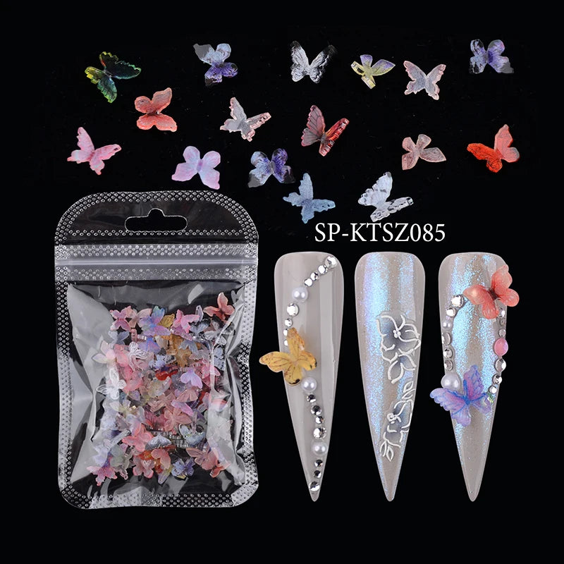 Wholesale Handmade Butterfly Nail Art Resin Charms 3D Design Nail Decorate
