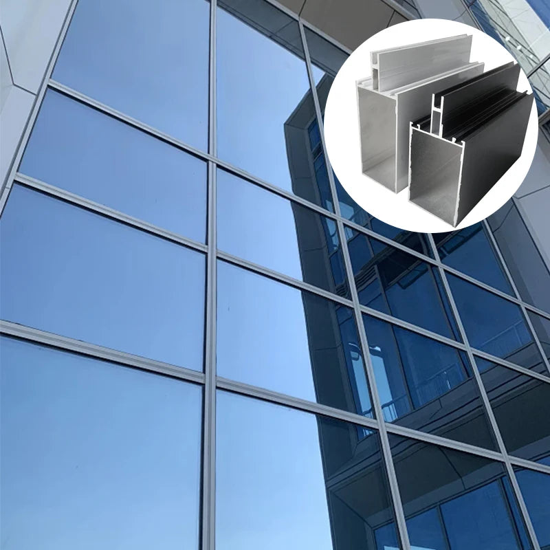 Customized Extruded Aluminum Profile for Glass Curtain Wall Sections Processed with Powder Coating Technology and Customizable