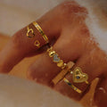 Nabest Waterproof Stainless Steel Heart Love Ring Jewelry Women Gold Plated Rhinestone Engagement Wedding Rings