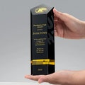 Personalized Pentagon Black Tower Crystal Trophy MH-NJ0249