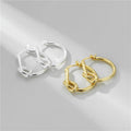 Chunky Gold Plated & 925 Sterling Silver Huggie Hoop Earrings Twisted Rope Knotted Design Women's Elegant Jewelry Gift Party