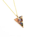 14K Gold Plated Triangular Crystal Tooth Pendant Necklace Geometric Heart-Shaped Link Chain for Weddings Parties Made Zinc Alloy