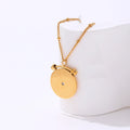 Fenny 18K Gold Plated Wholesale Waterproof Popular Beads Chain Round Coin Zirconia Pendant Stainless Steel Necklace for Women