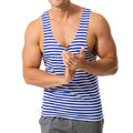 Custom Men's Sexy Sleeveless Shirt Gym Tank Tops Crew Neck Muscle Singlet Bodybuilding Vest Fitness Striped Casual Tank Top