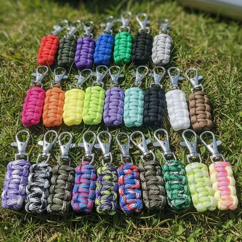 High Strength Handwoven Tactical Rope Keychain Polyester Survival Cord for Outdoor Camping Hiking Safety Feature Gift