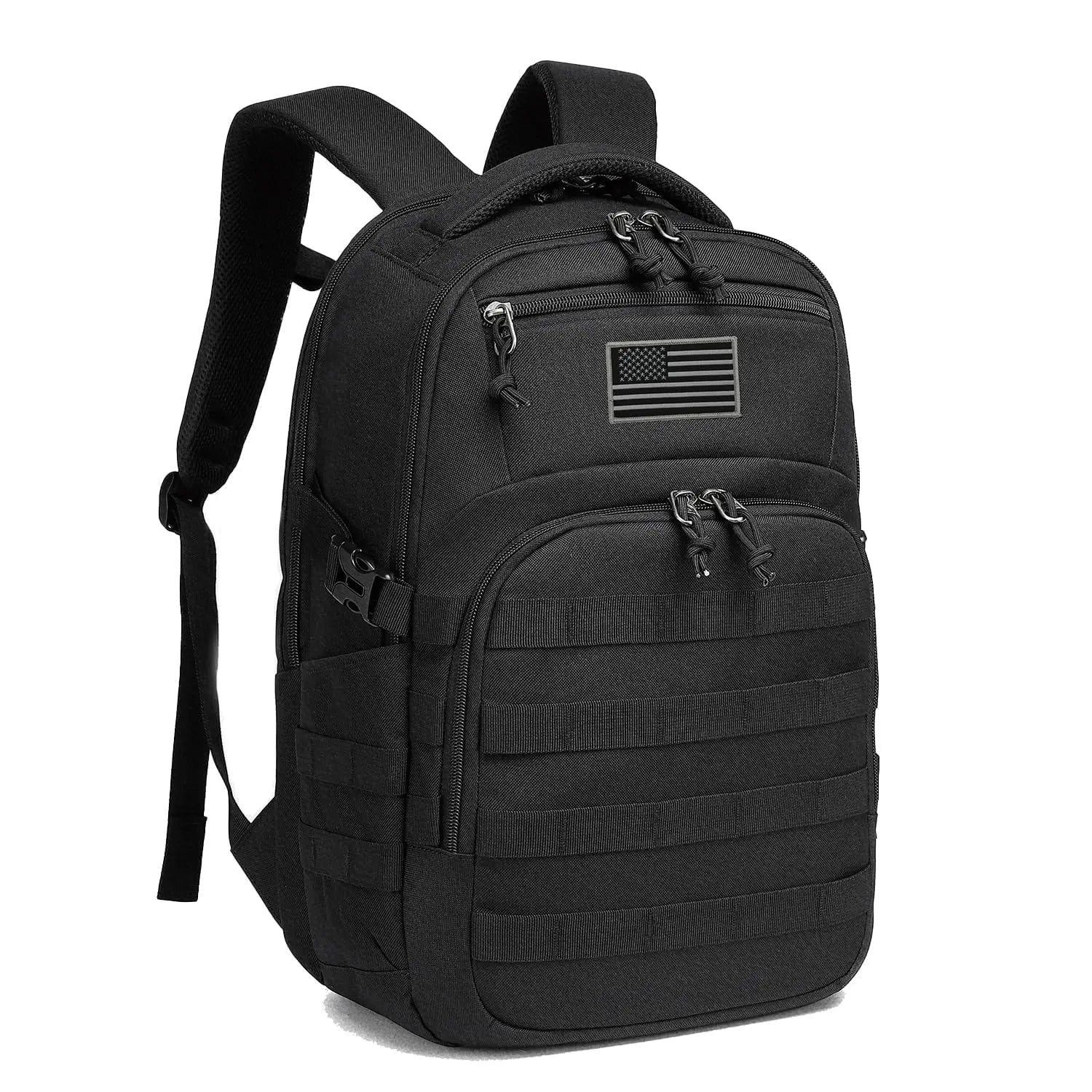 Best Small Black Waterproof EDC Tactical Backpack with 17 Inch Laptop Compartment Sleeve for Day Hiking