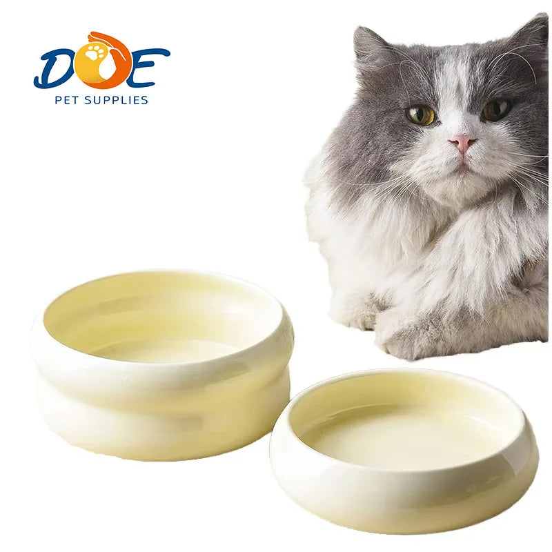 Doe Pet Wholesale Split Ceramic Wood Pet Bowl Elevated Inclined Mouth Neck Anti-Tipping Cat Dog Food Bowl Water Bowl with Stand