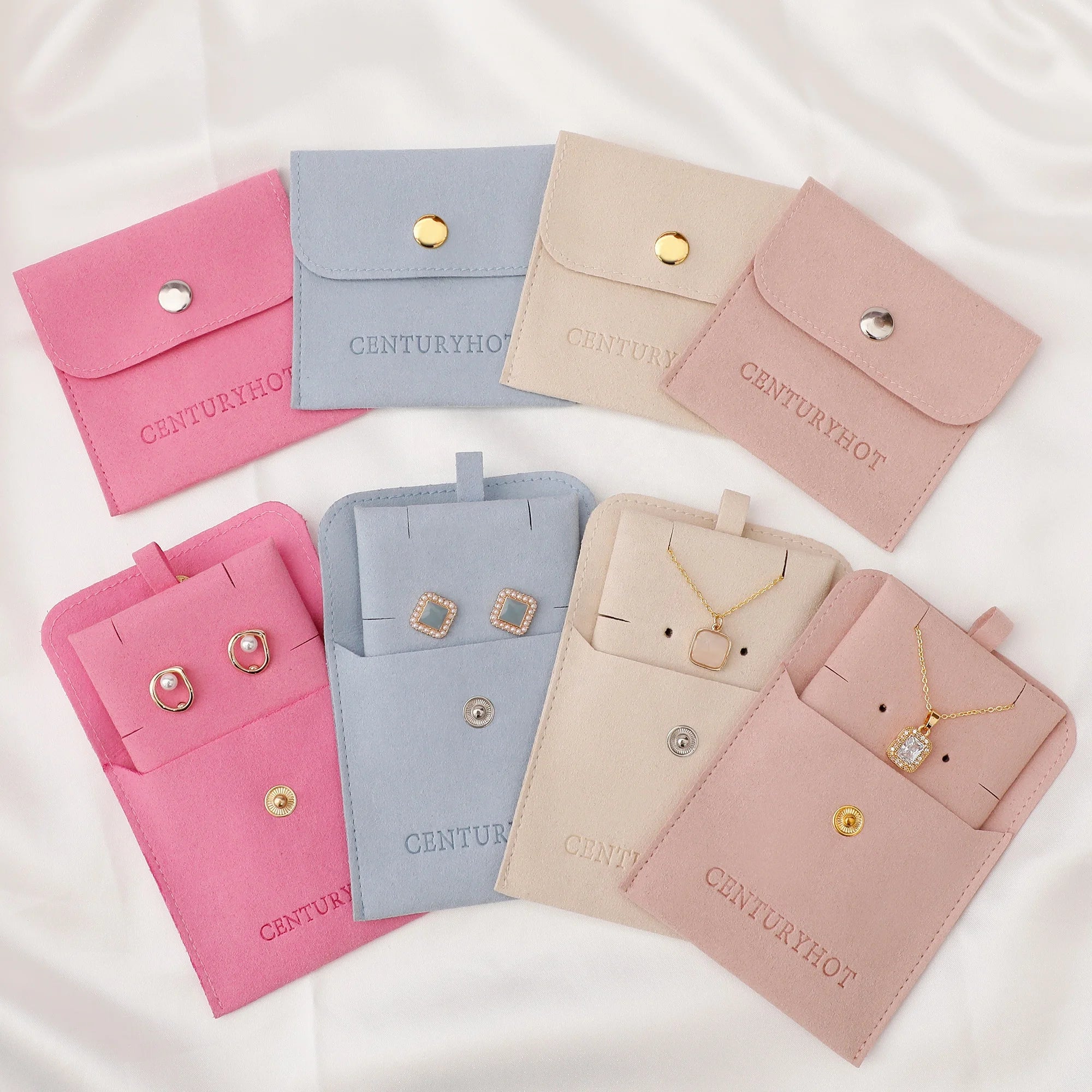 PUPPYSEW  Wholesale  Microfiber Jewelry Pouch  Necklace Bracelet Jewelry Bag and  Insert Pad With logo Custom