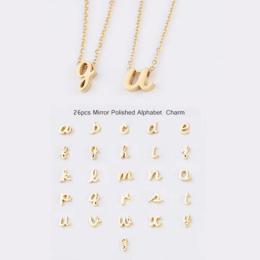 SC Jewelry Alphabet Pendant Charm Necklaces Silver Gold Stainless Steel Necklace Initial Letter Pendant Necklace for Unisex