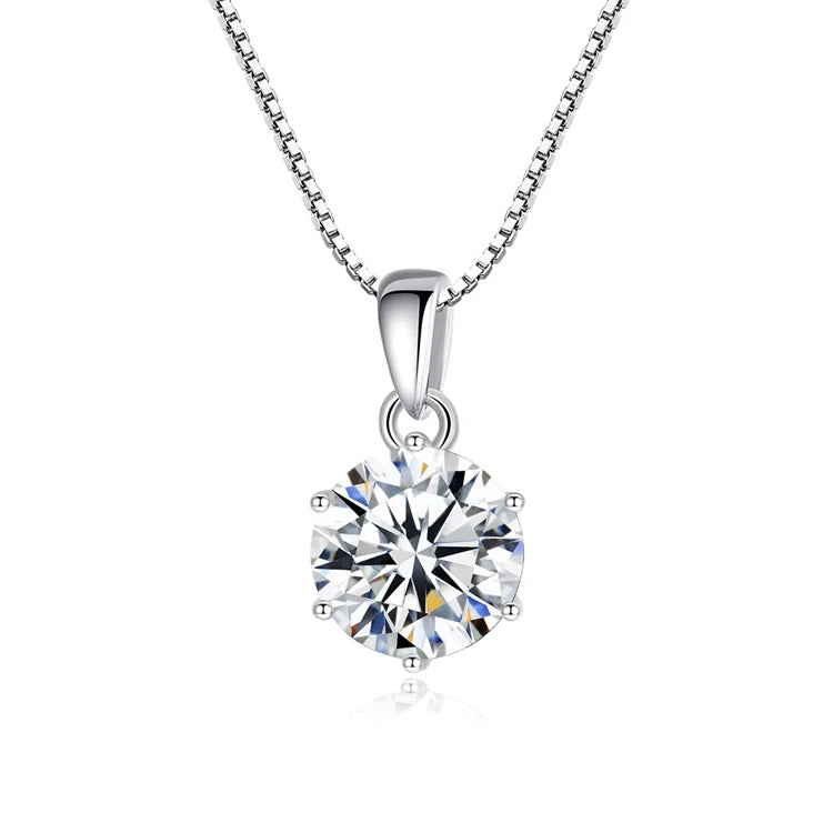 925 Sterling Silver Platinum Women Chain  Luxury 1 Karat Pendant Moissanite Fine Jewelry Necklace for Women