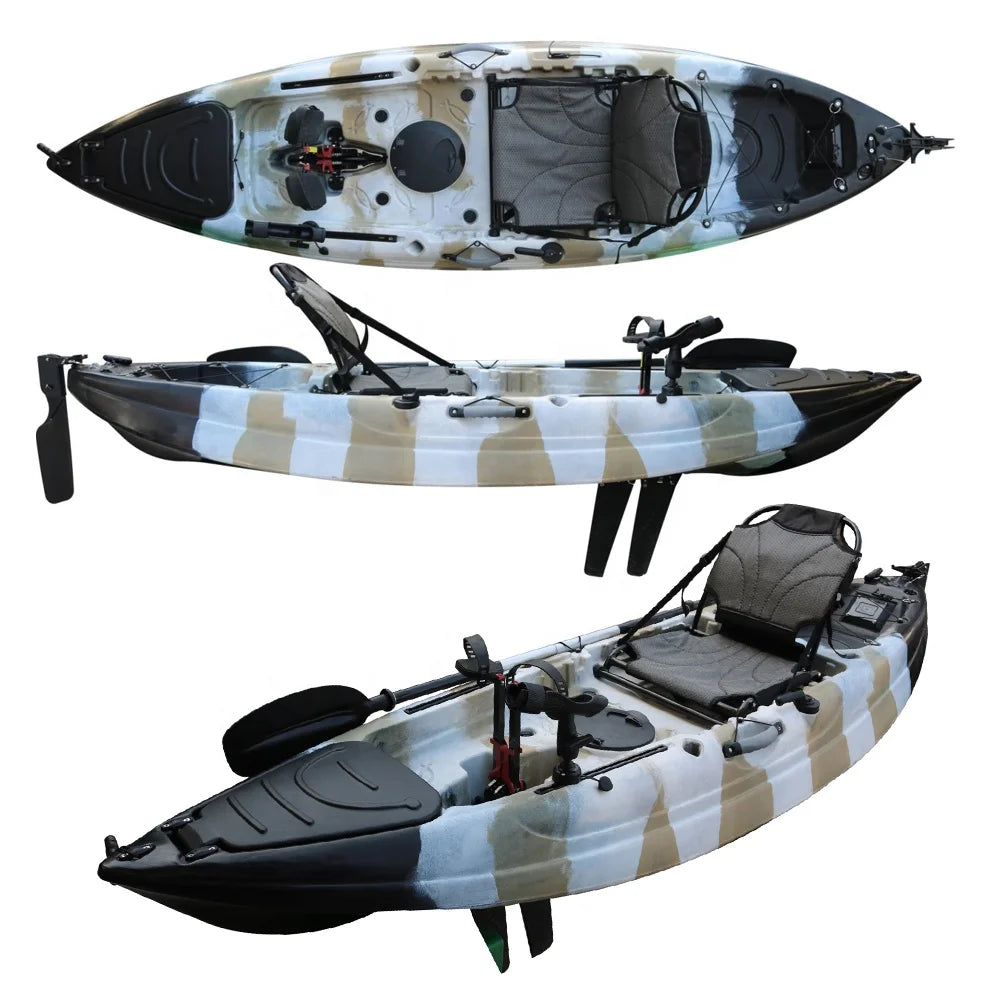 2023 New Economic Peddle Drive Fishing Sea Kayak Sit in Single Sit on Top Kayaks Foot Pedal Kayak for Tourist ResortFins Pedal