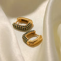 Hot Selling New Atmospheric High-Quality Niche Design Stainless Steel Diamond Inlaid Hoop Earrings