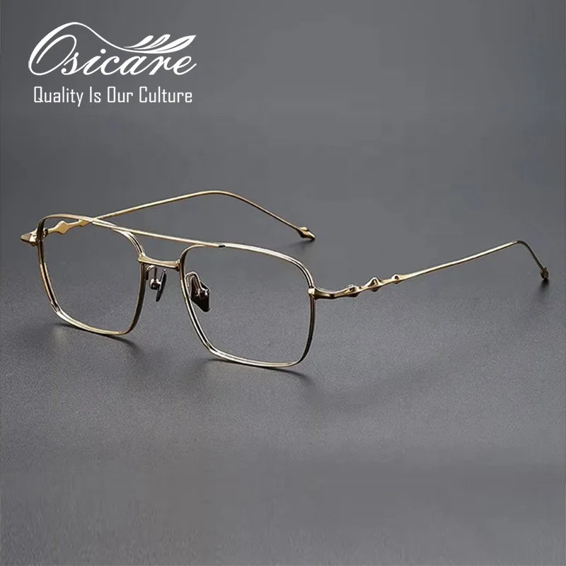 Luxury Eyewear Met Custom Logo Eyeglasses Korean Lens Gm Men Double Bridge Designer Eye Glasses Titanium Optics Spectacle Frames