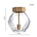 Reihey Luxury 200ML Glass Crystal Diamond Type Bee Honey Pot Empty Clear Glass Honey Jam Jar with Dipper Wood Lid Back to School