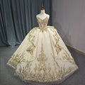Jancember 1194 Vintage Spaghetti Strap Lace Fabric Quinceanera Dresses Champagne