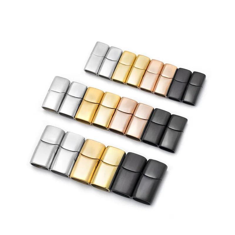 12x6mm Stainless Steel Magnetic Metal Clasp Braided Leather Rope Bracelet Connection Buckle Magnetic Clasps for Jewelry Making