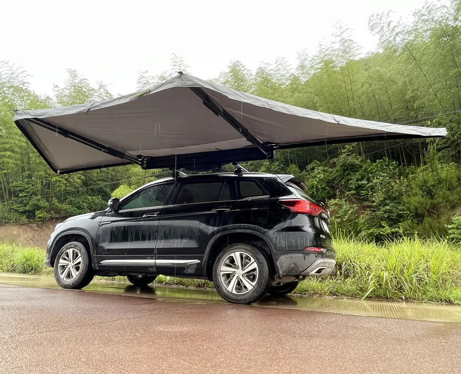4x4 4-Person Roof Top Tent with 180 Degree Awning Free Standing Vehicle Car Side for Camping