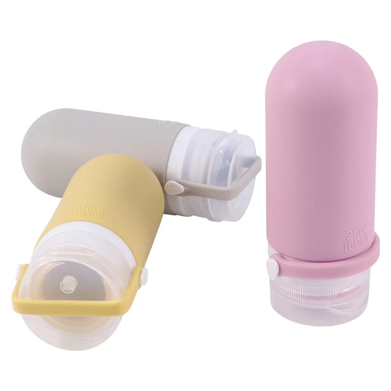 TSA Stand 100% Leak Proof BPA Free Squeeze Portable Refillable Mini Small 1 Oz 60ml90ml Silicone Travel Storage Container