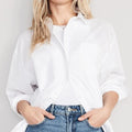 Full Sleeve Knitted Breathable Fashion Casual None White New Design Blouse for Women