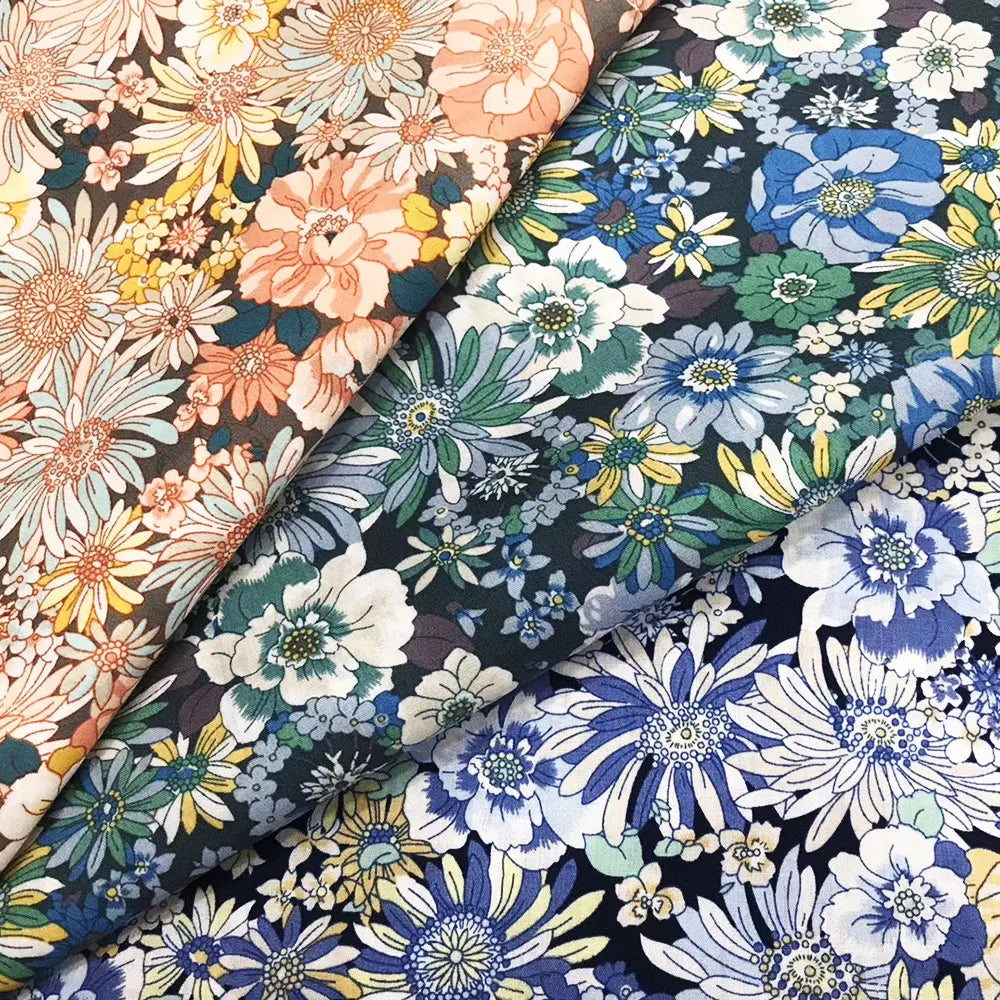 Daisy Flower Design 100% Cotton Woven Poplin Fabric Black and Yellow for Shirts Bags Toys-for Boys and Girls