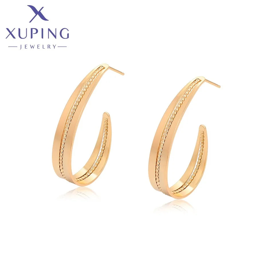 X000796465 Xuping Jewelry 18K Gold Plated Color Chunky C Hook Hoop Big Large Women Earrings