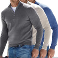 New European&American Men's Solid Color Long Sleeve Sweater Spring&autumn Zip Base Shirt