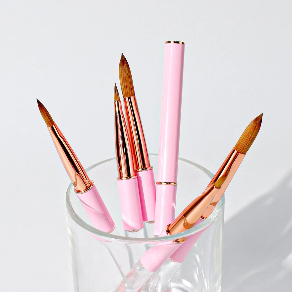 2024 Hot Sale Wholesale Nail Art Customized Logo 100% Pure Kolinsky Hair Metal Handle Acrylic Nail Brush for Nail Gel