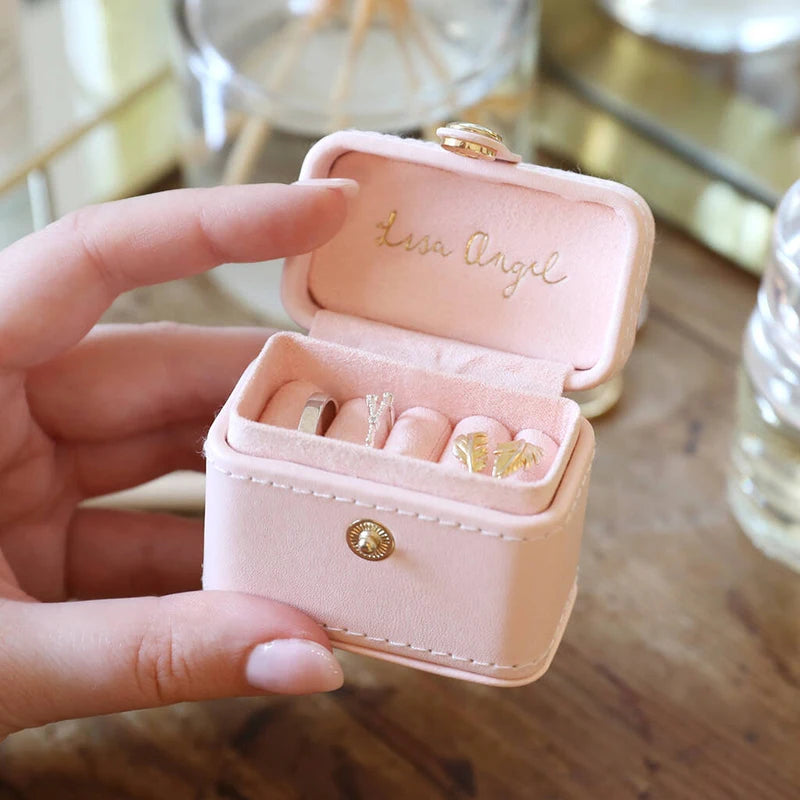 Custom Logo Mini Travel PU Leather Jewelry Case Jewellery Organizer Holder Portable Jewelry Storage Box for Rings Earrings