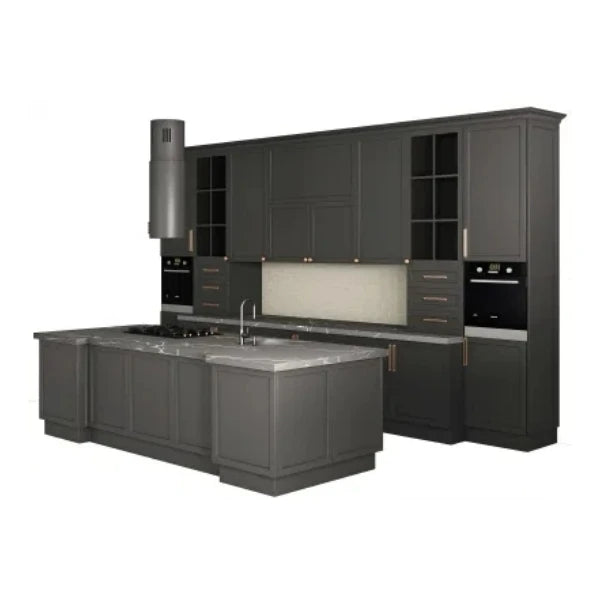 Wholesale Customized Modern European Style RTA Shaker Kitchen Cabinets with Marble/Laminate Countertops Faucet & Hinge
