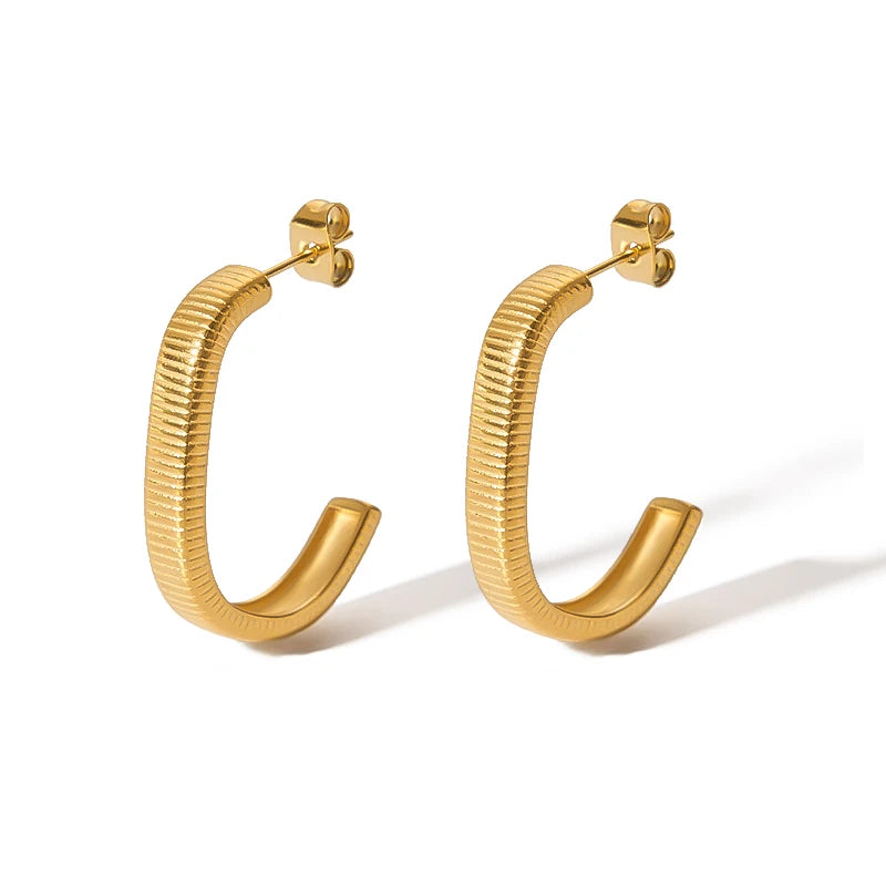 New Styles Stainless Steel 18K Gold Plated Geometric Trendy Hoop Earrings Tarnish Free Jewelry for Women