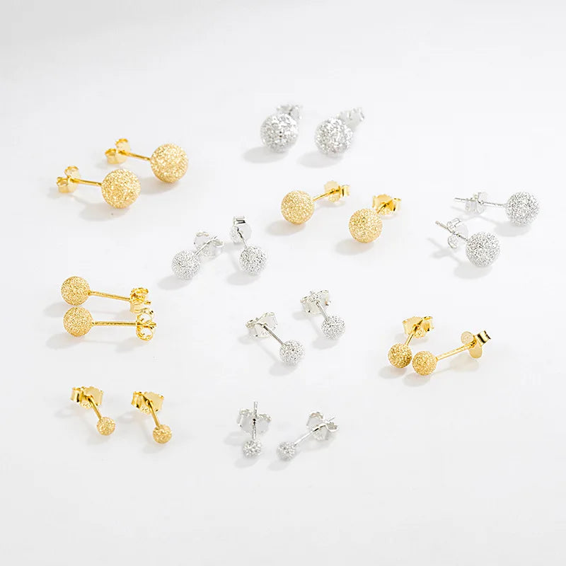 Trendy Jewelry S925 Sterling Silver 18K Gold Plating Round Bead Stud Earrings for Woman Wholesale