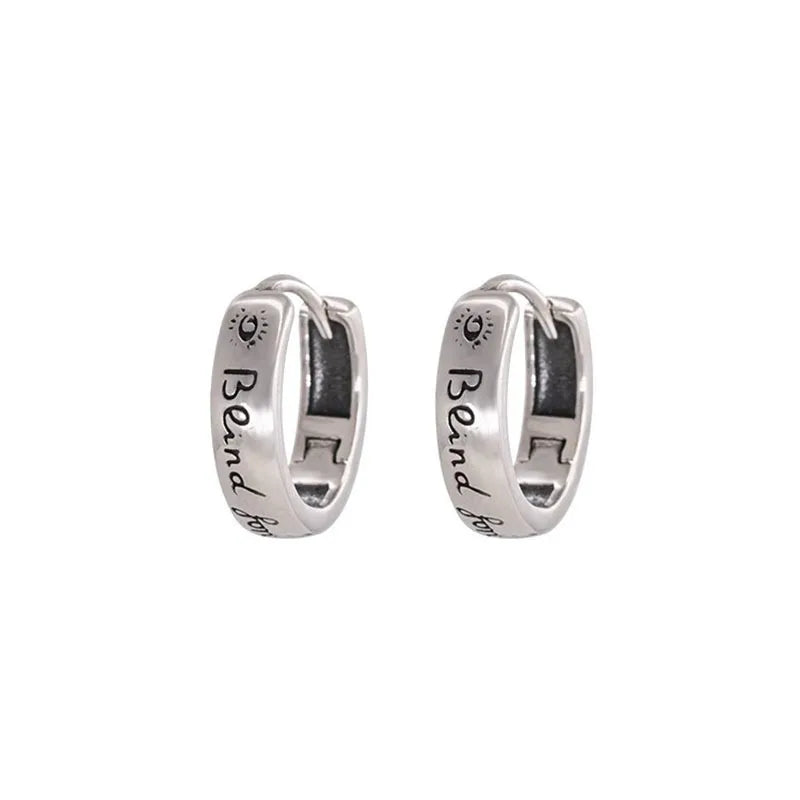 Factory Wholesale Retro Fashion Earring 925 Silver Hoop Custom Simple Letter Earring Jewelry Women Gift