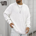 Liu Ming 2025 Autumn Winter Collection Men's Fashion Casual Long Sleeve Knitted Sweater Tops Solid Color Breathable Loose