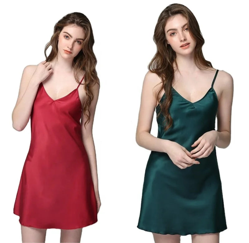 Wholesale Sexy Summer Women's Designer Sleepwear Silk Night Dresses for Women Silk Pajamas Lady Nightgown