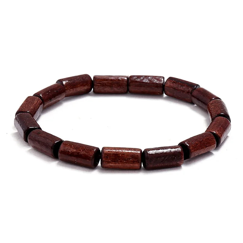 Handmade Natural Wooden Sandalwood Bead Bracelets Friendship Bracelets Elastic Healing Wood Bead Bracelet for Women Men