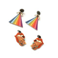 Hyperbole Weird Five Sense Organs Resin Dangle Earrings Big Eyes Rainbow Ray Red Mouth Colorful Mushroom Acrylic Drop Earrings