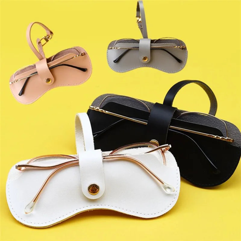 Portable Leather Sunglasses Case Eye Ware Pouch Sleeve Eyeglasses Reading Glasses Case for Outdoor Travel