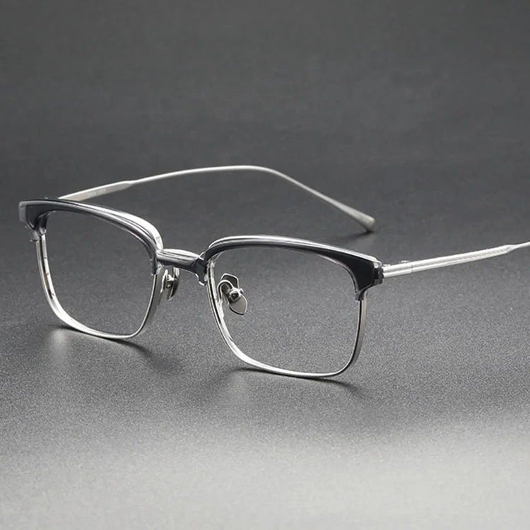 Square Japanese Titanium Acetate Eyewear Optical Eyeglass Trending Spectacle Frames for Men Solid Pattern Eye Glasses for Male