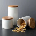 Nordic Minimalist Kitchen Sealed Ceramic Storage Jar Spices Tank Container With Wood Lid