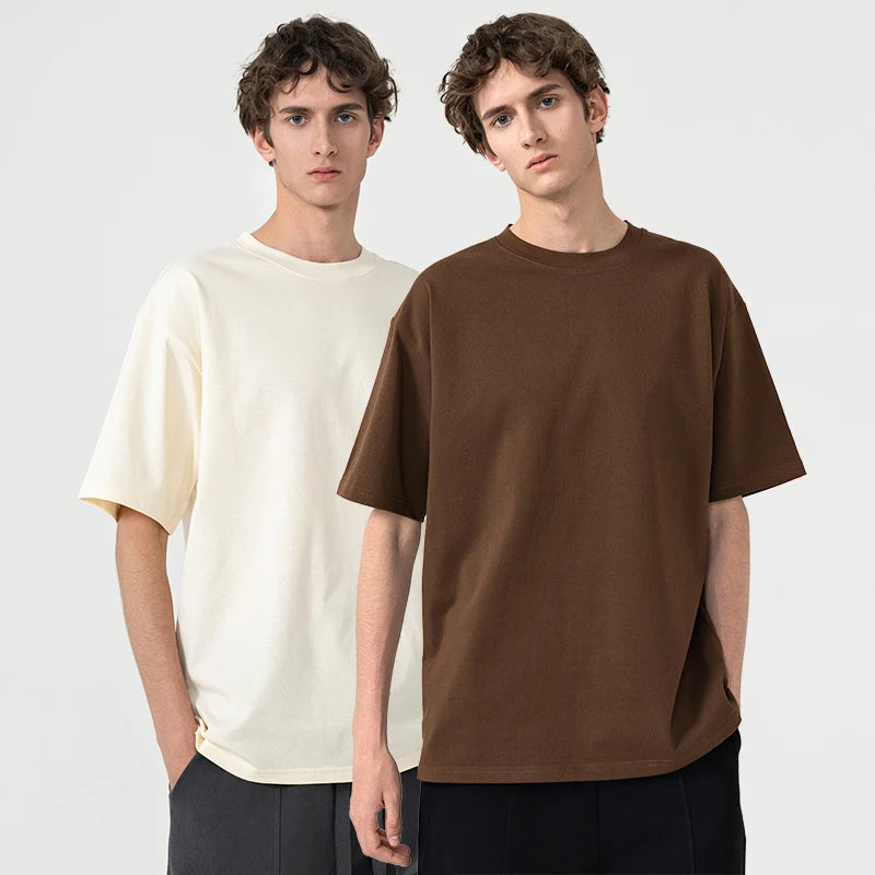 High Quality Solid Color 280gsm Heavy Cotton Custom Printed Tshirt Plain Men's T-shirts Graphic Oversized Unisex T Shirt