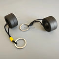Custom Formula Racing Wheel Keychain | Black Rubber Tire Keyring | Optional Metal Wheels Hub