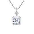 Sparkling White 8mm Asscher Cut Zirconia Box Chain Link 925 Sterling Silvery Pendant Necklace for Women Casual Attire Parties