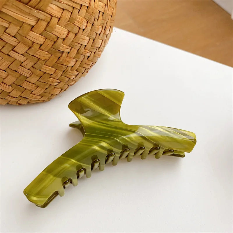 Hot Selling 11cm Large Size Custom Floral Tortoiseshell Eco Friendly Acetate Claw Clips for Women Thick Hair