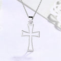 Fashion Hollow Cross Pendant 925 Sterling Silver Classic Christian Cross Pendant Necklace
