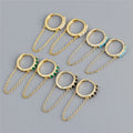 SP Long Tassel Chain Threader Zirconia Hoops Jewelry Gold Plated 925 Sterling Silver Huggie Hoop Chain Earrings