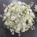 Handmade 3D Floral Table Runner White Rose Greenery Garland for Graduation Mother's Day Easter Christmas Decorative Runner