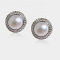 Hope Wind Temperament Dinner Retro Fashion Annual Meeting Round Glitter Pearl Stud Earrings