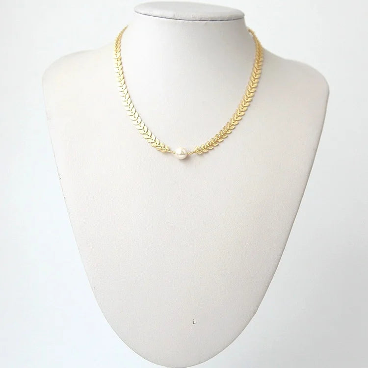 8mm Freshwater Pearl White Fresh Water Pearl Necklace  Pearl  14k Gold with Pendant Necklace